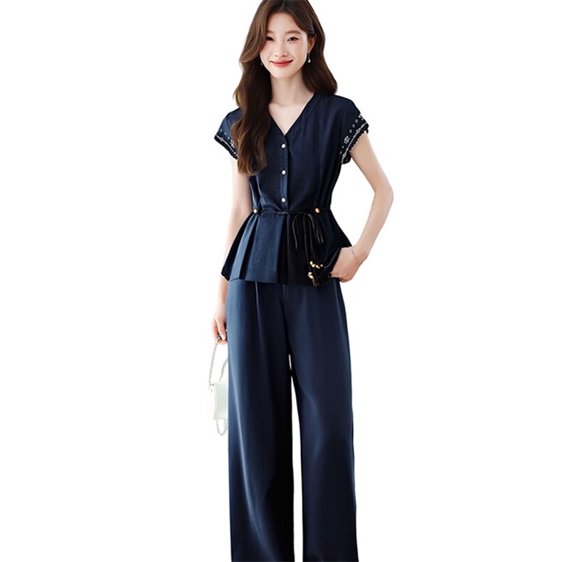 休闲气质阔腿裤套装女2025新款减龄搭配一整套夏装高端名媛两件套,女装套装/套裙,韩蔻秀