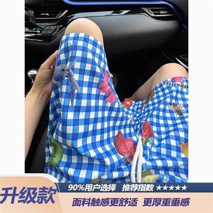 美式休闲小众格子水果满印短裤男女款夏季宽松沙滩裤五分裤2025图片
