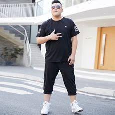 男夏装大码休闲运动套装冰丝网眼5032-1_L-4XLP905XL-9XLP100，男装套装，星座1516-1