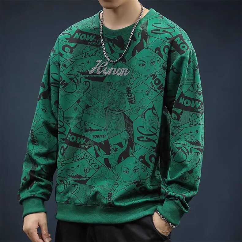 美式圆领印花卫衣男潮牌秋季宽松潮流上衣春秋季WY026-P39,男装卫衣,星座208-5