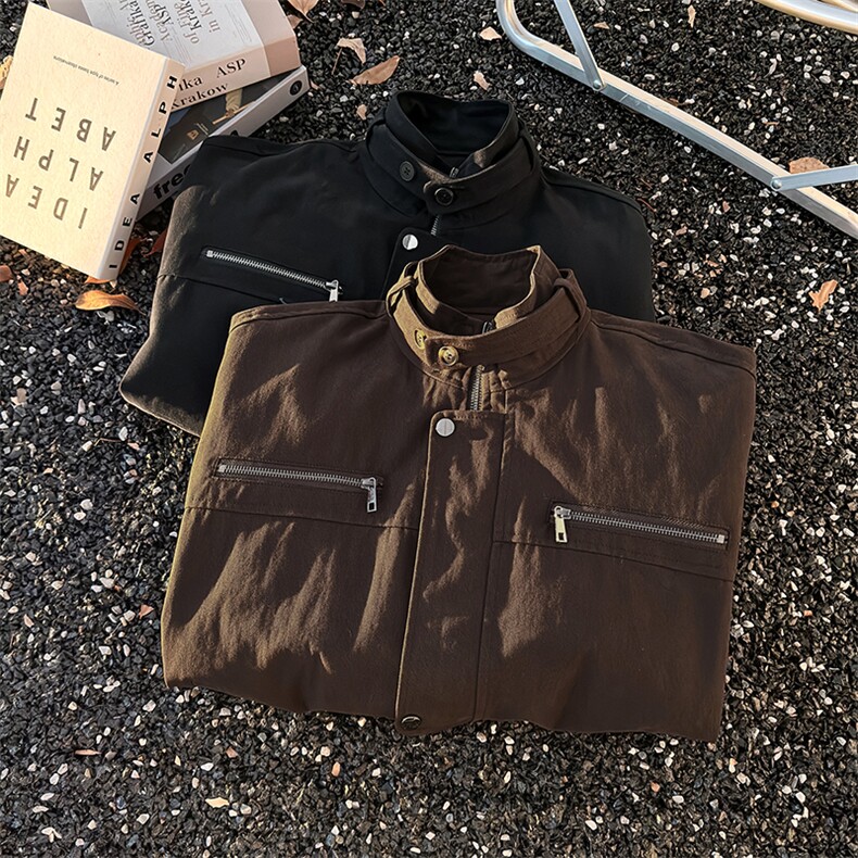 美式复古工装外套男秋冬季潮牌痞帅休闲短款立领夹克JK08577-P75,男装夹克,星座308B-2