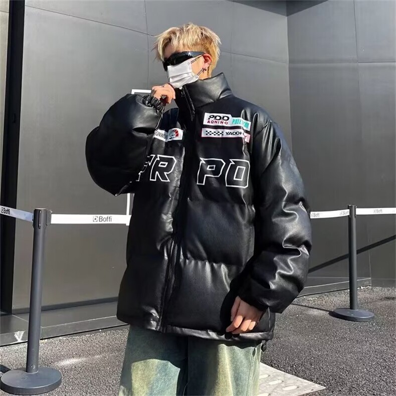 美式刺绣新款pu皮棉衣外套男加厚冬季情侣装棉服面包服MW169,男装棉衣,星座1116A-1（原606A）