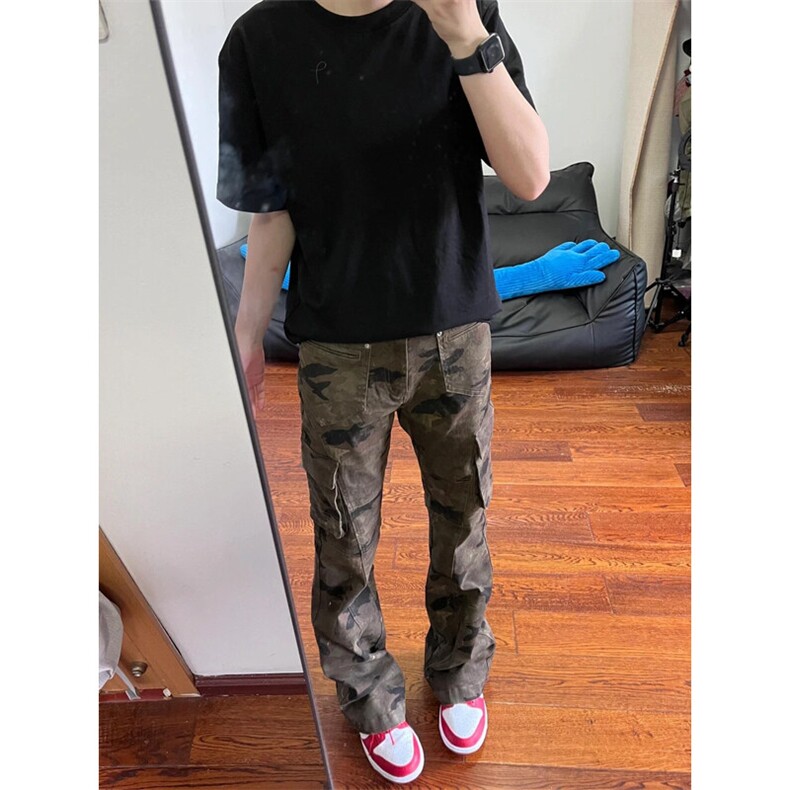 网络图美式复古迷彩多口袋修身工装裤男A05-特P55,男装牛仔裤,电商B369（原A024）