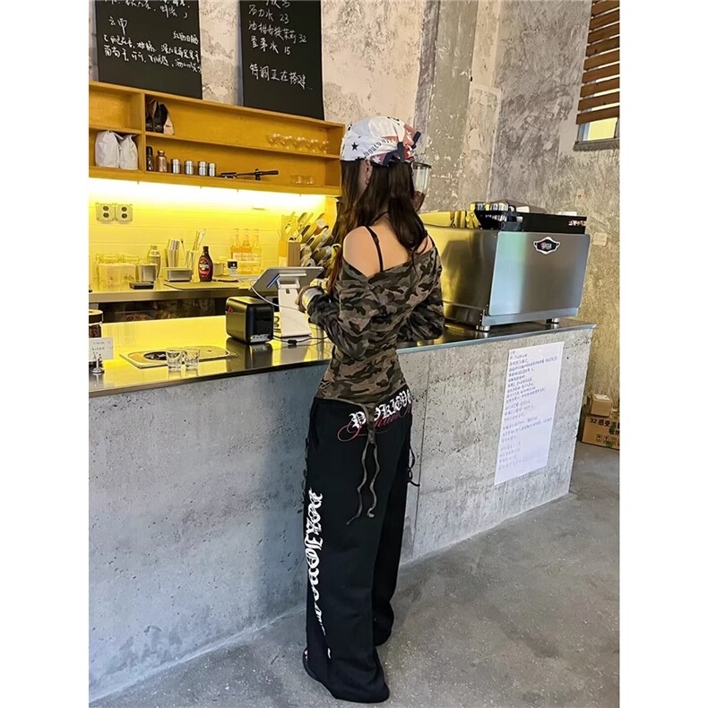 美式字母休闲卫裤女时尚潮流2025新款百搭垂感长裤女宽松裤子,男装休闲裤,星座506A