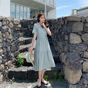 大货已出 夏季新款短袖衬衣连衣裙087-Q63图片