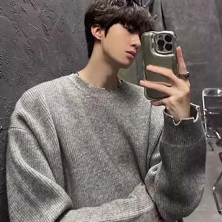 色破坏风毛衣男秋冬季潮牌痞帅慵懒宽松内搭针织打底衫MY5011，男装T恤，星座208-5