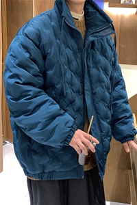 1定制面料棉衣大码M-5XL港风情侣半高领棉服外套男8707P125控168图片