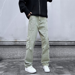 拼接工装复古牛仔裤潮流嘻哈口袋休闲hiphop裤子男女潮RK2111-P57图片