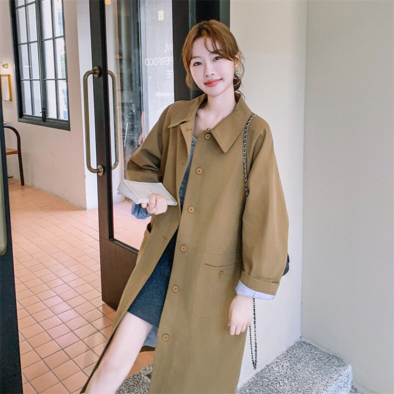 新款现货主推内里条纹长款风衣外套9888-P168-K238,女装风衣,2C129
