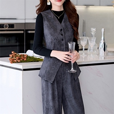 闺舍2025春季新款御姐风高级感马甲阔腿裤套装女搭配一整套，女装套装/套裙，时尚俏佳人