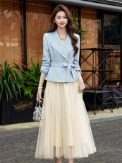 现货2026春装新款时尚气质潮流女小外套蕾丝半裙套装通用两件套，女装套装/套裙，艾贝斯