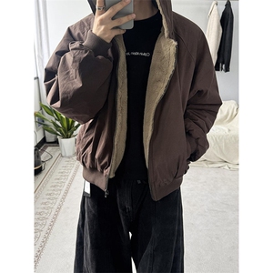 两面穿现货重磅短款座山雕棉衣男女双面穿毛毛绒棉服加厚外套图片
