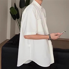 夏季美式休闲短袖polo衫男潮流翻领宽松t恤纯色简约百搭上衣，男装T恤，星座506A