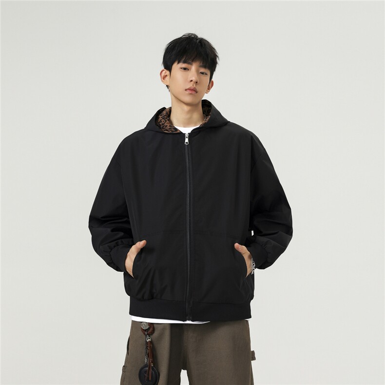可二开豹纹元素大码M-5XL连帽夹克男100%聚酯纤维JK78091P69控108图片