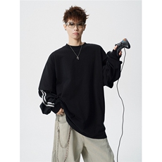 6XL-M假两件条纹长袖t恤男运动风百搭上衣CX3010-特P40，男装T恤，电商D206-1