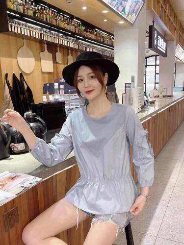 针织拼接棉质小衫,女装,萌蔻