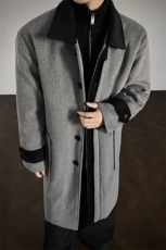 517A-8-Y87-P128冬季韩版老钱风拼接复古毛呢大衣中长款加棉外套，男装毛呢大衣，星座517A-8（原B282）