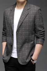 春季新款男士2022休闲时尚格子西服外套男装商务单西中青年西装，男装西服，钱塘6003（原4033）