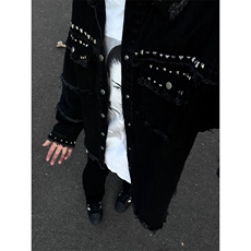 【有货】cleanfit黑色毛边牛仔外套男春秋美式高街夹克CT01LL-P65，男装夹克，星座1007（原301D）
