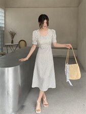 [现货]夏季新款气质波点连衣裙，两色、三个尺码，女装连衣裙，依柏璐(1F)