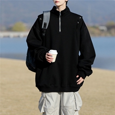 8XL-M星星铆钉半拉链卫衣大码重磅痞帅高街小众立领外套WY5109P58，女装短外套，电商B238