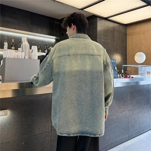 牛仔衬衫外套男士痞帅春秋炸街高级感青少年夹克上衣2561 P55图片