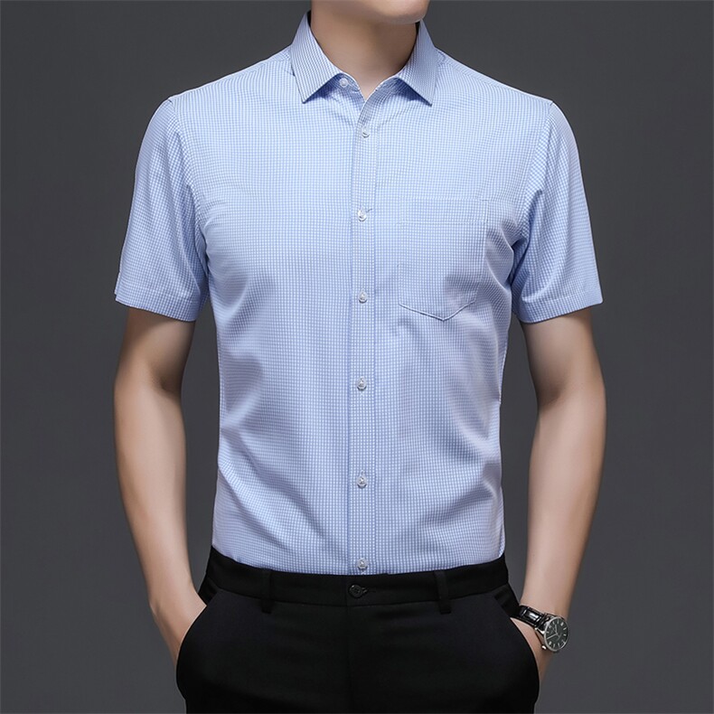 AD22107钱塘2020-3夏季男士商务休闲精品方格短袖衬衣P60,男装衬衫,钱塘207-3