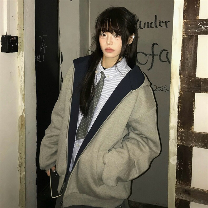 抖音得物高品质二开25秋冬美式重磅宽松结构双面连帽卫衣外套W68,男装卫衣,电商A486