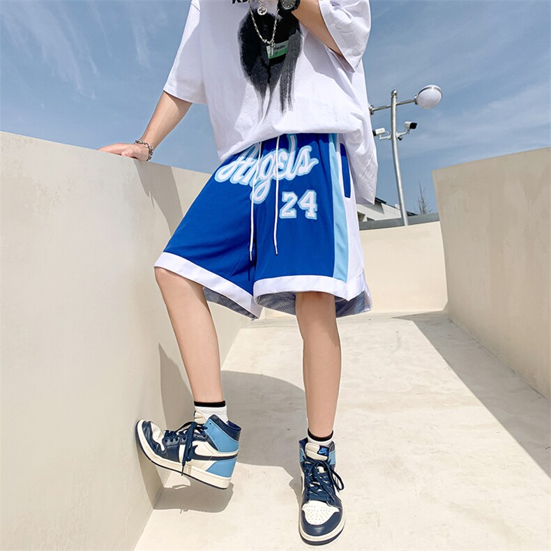 1贴布绣篮球短裤男拼接短裤女大码中性风科比短裤男DK7080P35控58,男装牛仔裤,星座226-2