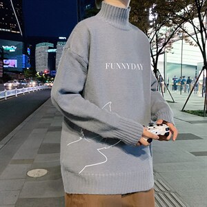 M18149-P45加绒款-P65半高领毛衣男士大码针织衫男毛线衣男，男装针织衫/毛衣，电商A040