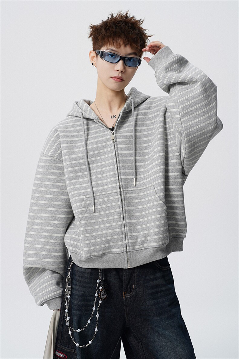 可二开条纹M-5XL大码34%棉66%涤纶连帽开衫卫衣男WY78194P88控138,男装卫衣,星座226-1