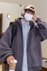 703-WH172-P65秋冬基础款加绒卫衣外套光板可二开，女装短外套，星座703