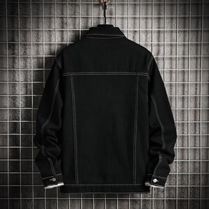jk926-p70 M-5XL网格ins牛仔夹克拉链破洞大码男日系CITYBOY图片