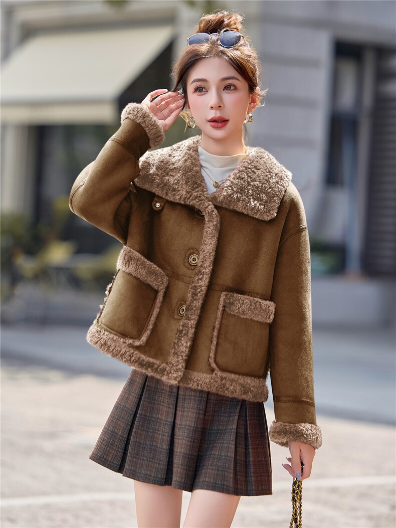 2025冬季新款~~双面穿皮毛一体,女装棉衣/棉服,意芙