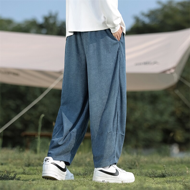风男士灯芯绒休闲裤日系复古纯色宽松阔腿休闲长裤子WK20-P45,男装休闲裤,星座219