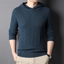 2023秋季新款羊毛衫中年男士针织衫连帽纯色打底衫毛衣GR201-P180，男装针织衫/毛衣，电商B212（原钱塘6029）