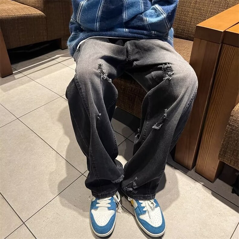 牛仔裤男秋季潮大码休闲裤子高街N400P42,男装牛仔裤,星座1116-2