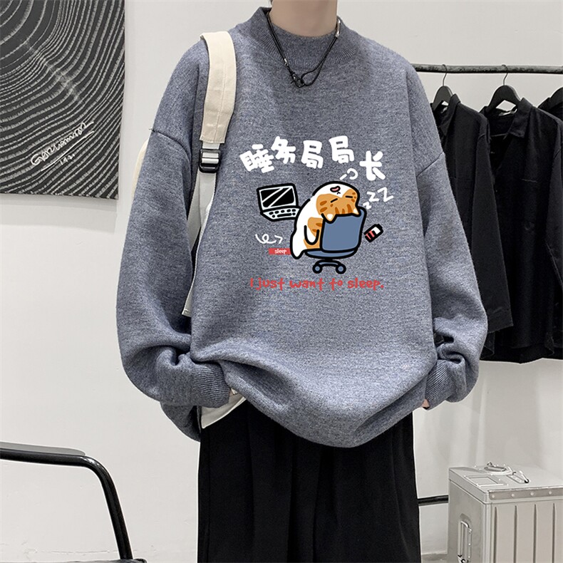 半高领毛衣男大码胖子针织衫毛线衣M18447-P45加绒款-P65,男装针织衫/毛衣,电商A040