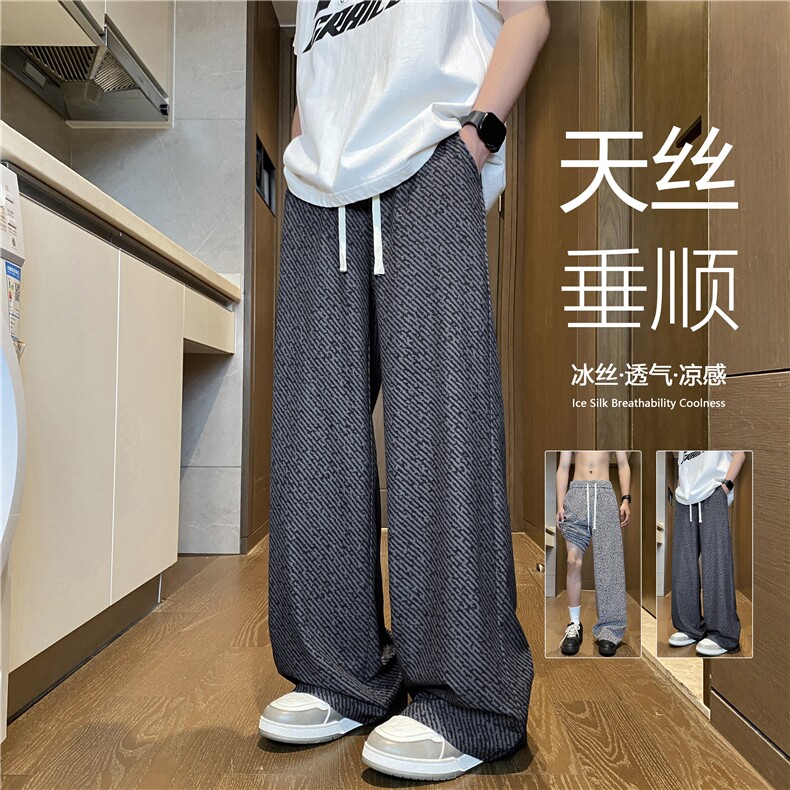 2025夏季新款潮流设计感冰丝宽松休闲裤B315-K25750-特p25控48,男装休闲裤,电商B315