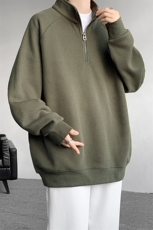 8XL-M特大码卫衣男纯色百搭条纹肌理立领拉链长袖T恤男WY08P55，男装T恤，电商D206-1