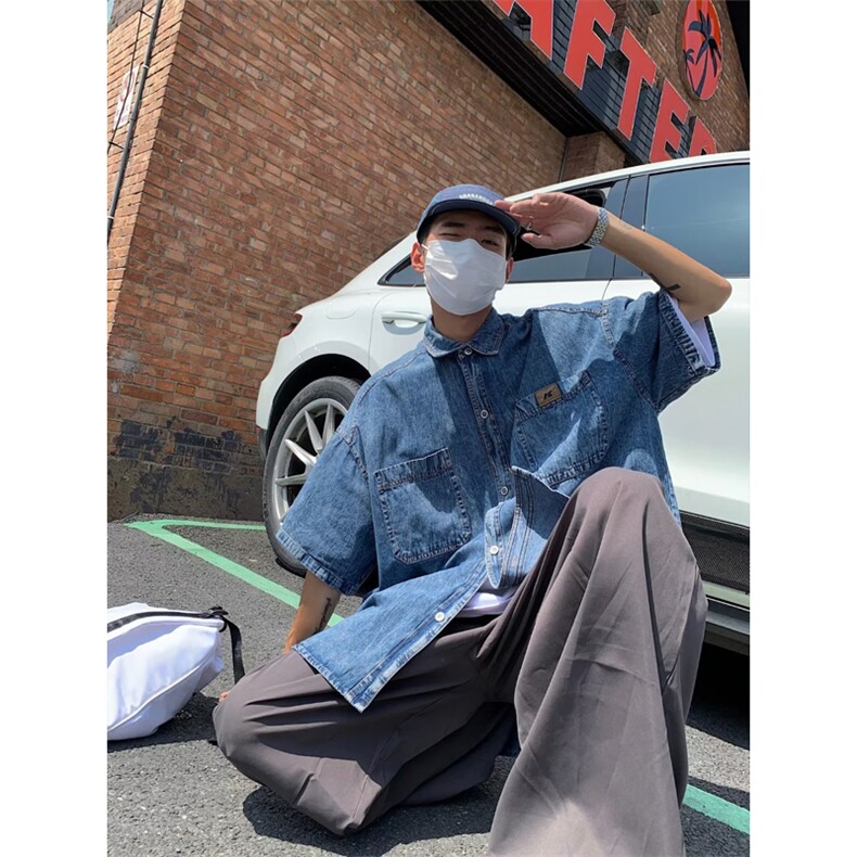 夏季新款牛仔短袖衬衫P45,男装衬衫,星座1116-2