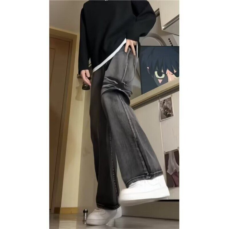 美式高街微喇牛仔裤男女春秋季新款高腰直筒显瘦阔腿裤XF910-P51,男装牛仔裤,星座1109-3