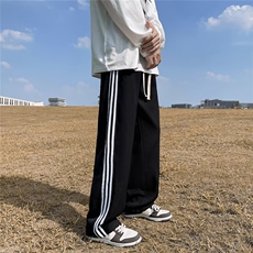 条纹拼接休闲裤潮秋季男青春流行休闲裤X97P30，男装休闲裤，星座1116-2