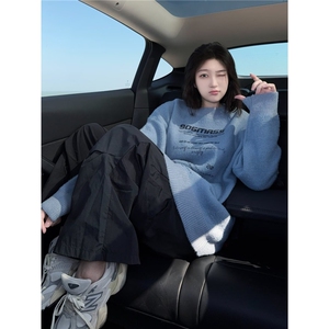 新款圆领几何提花无染色羊绒撞色加厚羊绒针织外套气质时尚图片