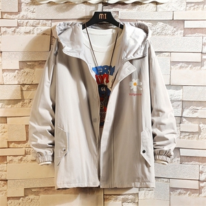 JK41059-P85纯棉连帽夹克男士大码工装夹克男外套男 砖墙挂拍图片