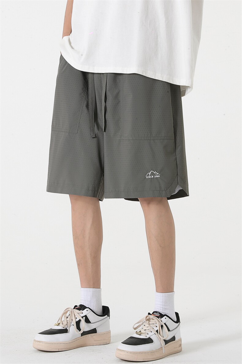 ！2023夏季新款男士透气冲孔短裤速干超薄五分裤DK251P45控69,男装休闲裤,电商B220