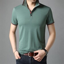 夏季新款男士翻领短袖t恤中年有领男装上衣服休闲POLO衫图片