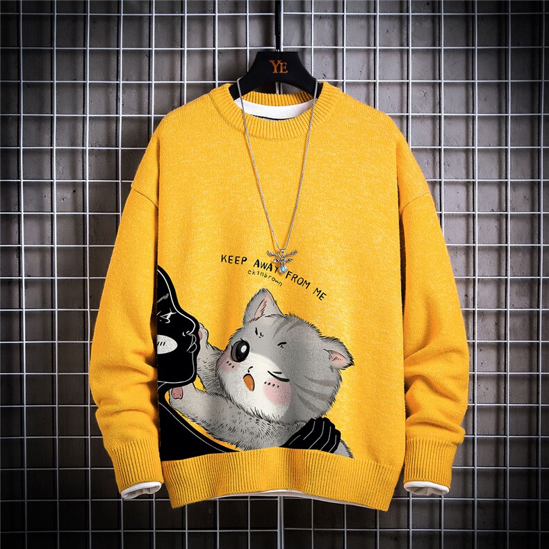 1日系圆领套头中性潮流大码M-5XL印花针织毛衣男7830P48加绒P55，男装针织衫/毛衣，星座226-2