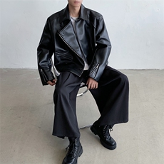 高级感pu皮夹克外套男暗黑系痞帅炸街宽松短款机车服2376-P145，男装夹克，星座512-1（原513-3）
