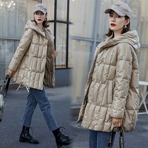 2020冬季新款优雅时尚中长款羽绒服气质显瘦连帽羽绒外套图片